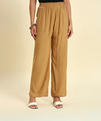 thread plus Relaxed Women Brown Trousers