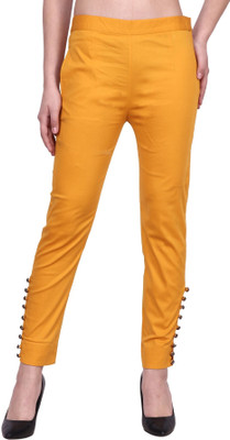 POPWINGS Regular Fit Women Yellow Trousers