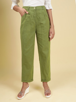 Freehand by The Indian Garage Co. Regular Fit Women Green Trousers