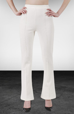 GLAMHOOD Regular Fit Women White Trousers