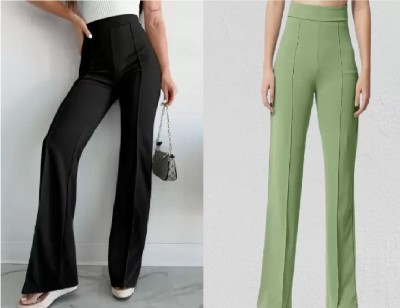 K.K Garment Regular Fit Women Black, Light Green Trousers