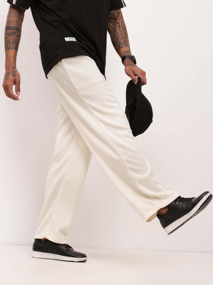 SHOWOFFFF Straight Fit Men Cream Trousers
