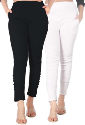 DKD Slim Fit Women Black, White Trousers