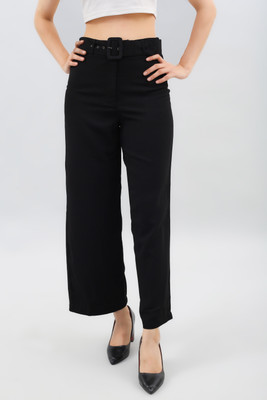 MEOREX Regular Fit Women Black Trousers