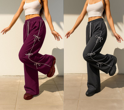 YSP FASHION Loose Fit Women Grey, Purple Trousers