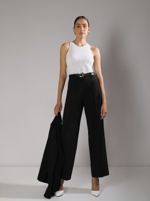 VERO MODA Straight Fit Women Black Trousers