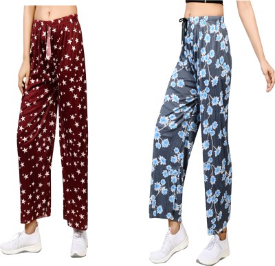 LETZ DEZINE Relaxed, Regular Fit Women Maroon, Blue Trousers