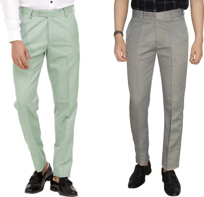 Kundan Regular Fit Men Light Green, Grey Trousers