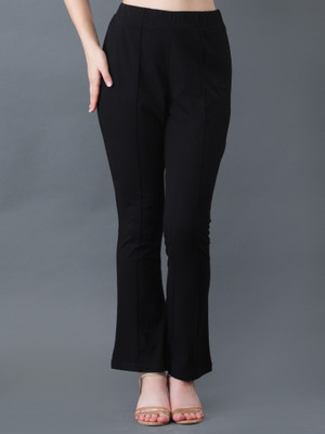 NAVRAAH Straight Fit Women Black Trousers