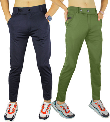SK Clasy Slim Fit Men Green, Blue Trousers