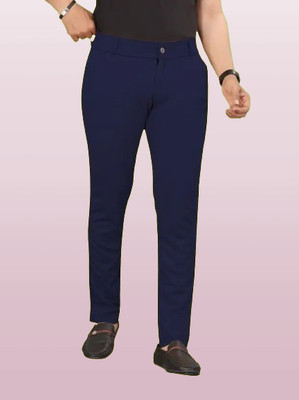 HEMAFASHION Slim Fit Men Dark Blue Trousers