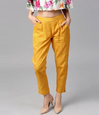 SVK Etail Regular Fit Women Yellow Trousers