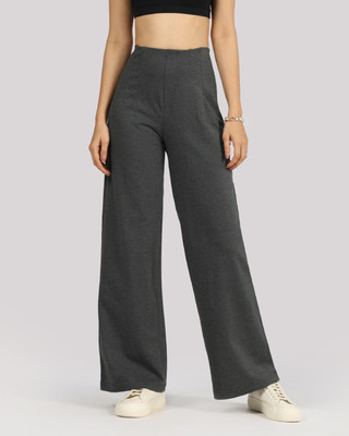 BlissClub Work-To-Wine Twill Wide Darts Pant - Regular Women Black Trousers