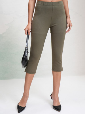 Tokyo Talkies Slim Fit Women Green Trousers