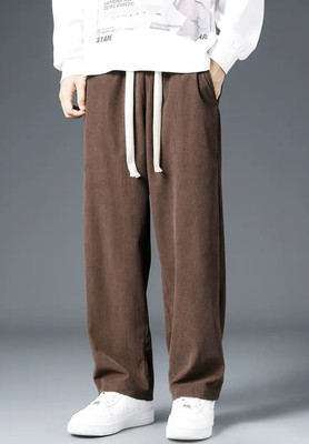 Povaxpo Solid Men Brown Track Pants
