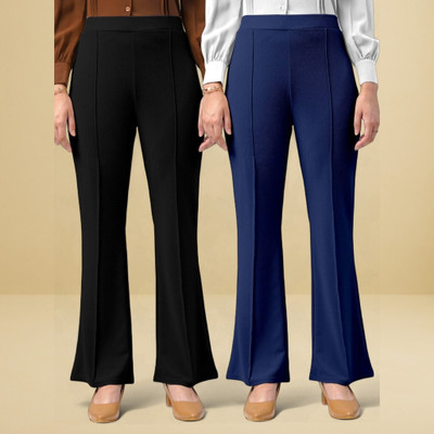 Anitafashion Loose Fit Women Black, Dark Blue Trousers