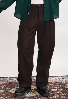 COTLUB Comfort Fit Men Brown Trousers