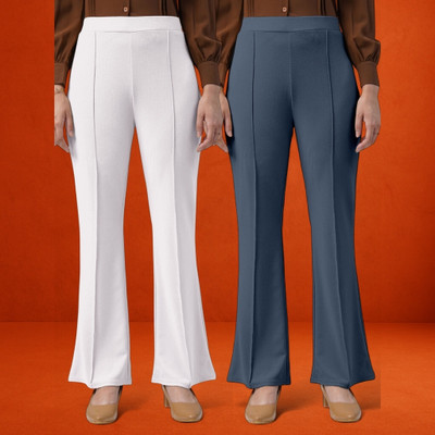 nitafashion Loose Fit Women White, Grey Trousers