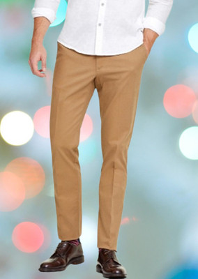 Kurus Slim Fit Men Gold Trousers