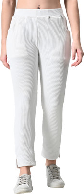 IndiWeaves Regular Fit Women White Trousers