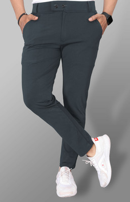 COMBRAIDED Slim Fit Men Silver Trousers