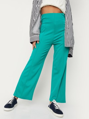 MAX Flared Women Green Trousers