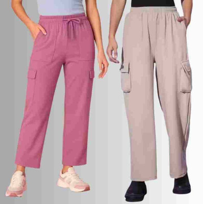Alika Loose Fit Women Pink, Grey Trousers