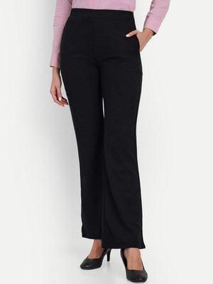 Broadstar Flared Women Black Trousers