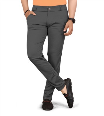 MENFLUENT Slim Fit Men Grey Trousers