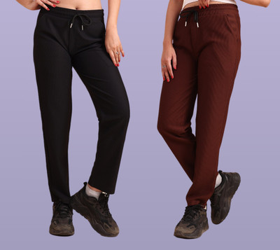 GIBBONTE Self Design Women Black, Brown Track Pants