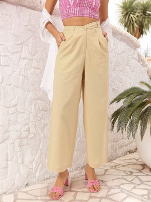 Dressberry Regular Fit Women Beige Trousers