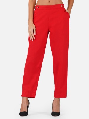 Fabcoast Regular Fit Women Red Trousers