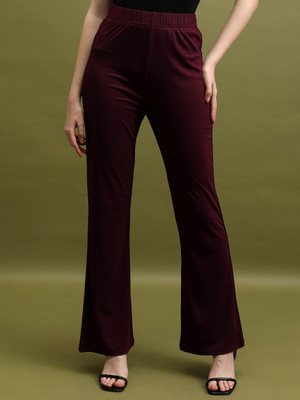 Tokyo Talkies Regular Fit Women Maroon Trousers