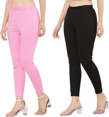 Priya Point Regular Fit Women Pink, Black Trousers