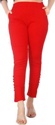 DKD Slim Fit Women Red Trousers