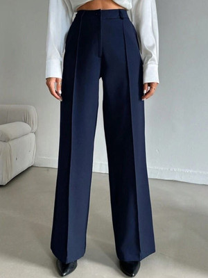 Broadstar Straight Fit Women Blue Trousers