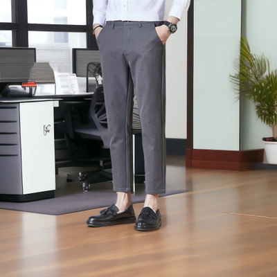 GLAUCUS Regular Fit Men Grey Trousers