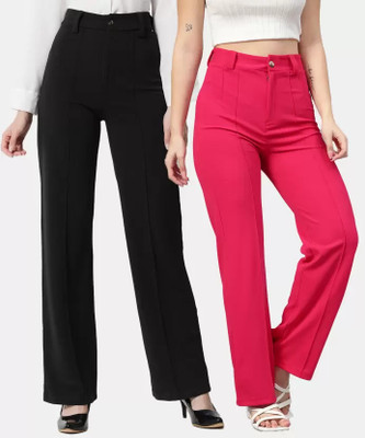 GLADLY Regular Fit Women Black, Pink Trousers