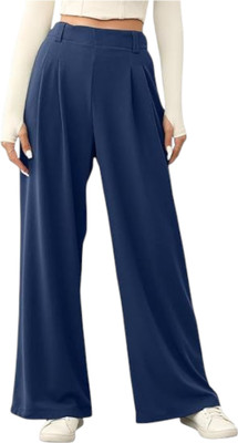 SQEW Loose Fit Women Dark Blue Trousers