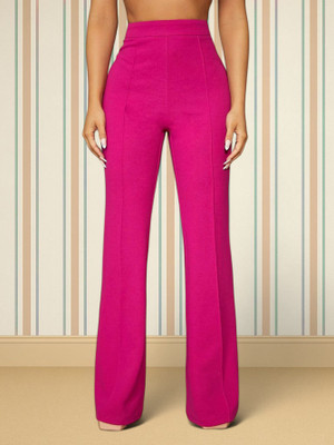 HOC Loose Fit Women Pink Trousers