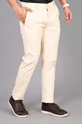 FUBAR Slim Fit Men Cream Trousers