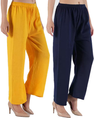 HouseOfCommon Regular Fit Women Yellow, Dark Blue Trousers