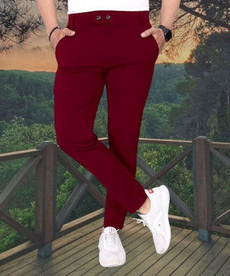 THE PVR CLOTHING Straight Fit Men Maroon Trousers