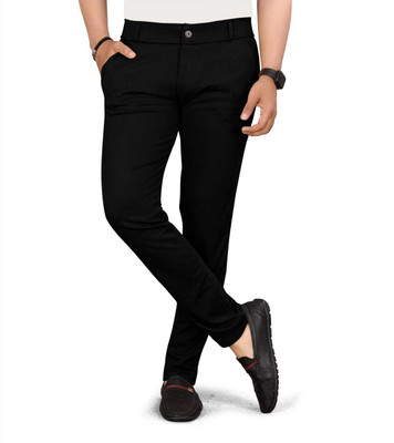 VINTHON Slim Fit Men Black Trousers