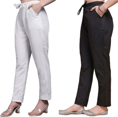 AOSLY Regular Fit Women Black Trousers