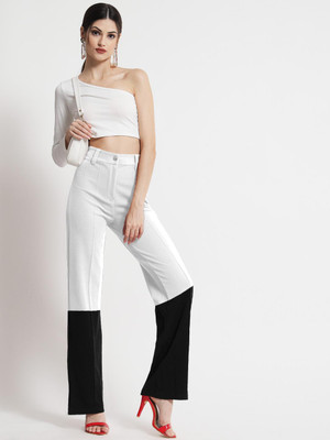 KOTTY Regular Fit Women White, Black Trousers