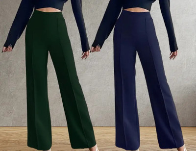 Kintu Parantu Regular Fit Women Green, Blue Trousers
