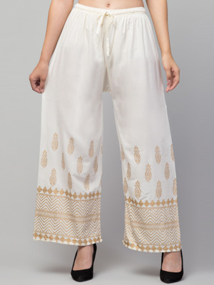 Trend Level Flared Women White Trousers