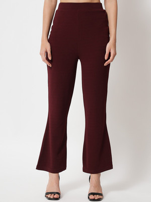 TREND ARREST Flared Women Maroon Trousers
