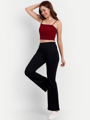 Broadstar Flared Women Black Trousers